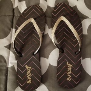Reef gold glitter flip flops